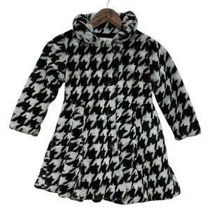 American Widgeon Girls Faux Fur Pea Coat Black/White Houndstooth Size 6